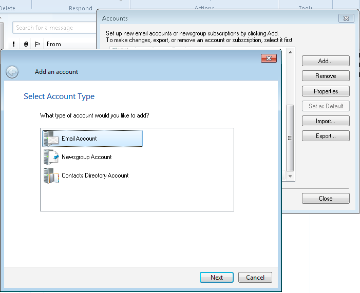 windows live mail imap or pop3